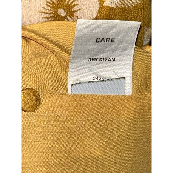 Broadway & Broome Boho CottageCore Hippie Tan White Floral 100% Silk Dress - Picture 10 of 10